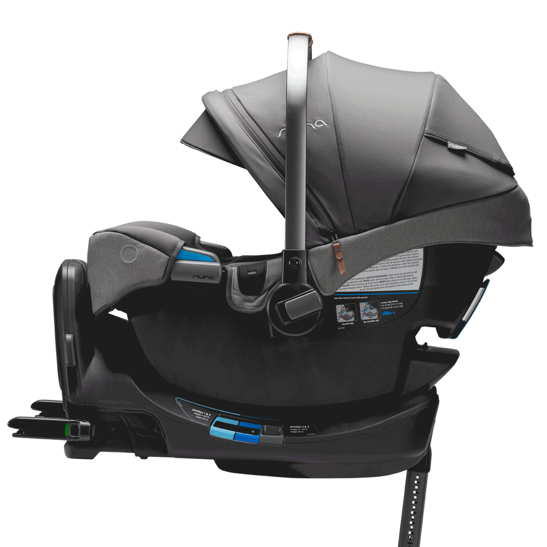 Side view of PIPA rx car seat at various recline angles